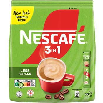 Nescafe 3 in 1 Instant Coffee - Original (Less Sugar) 30 x 14g