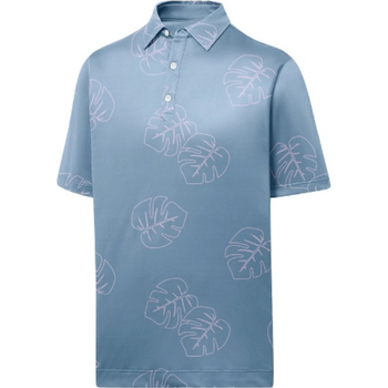 FootJoy Golf Shirt Jungle Leaf Print Lisle Self Collar